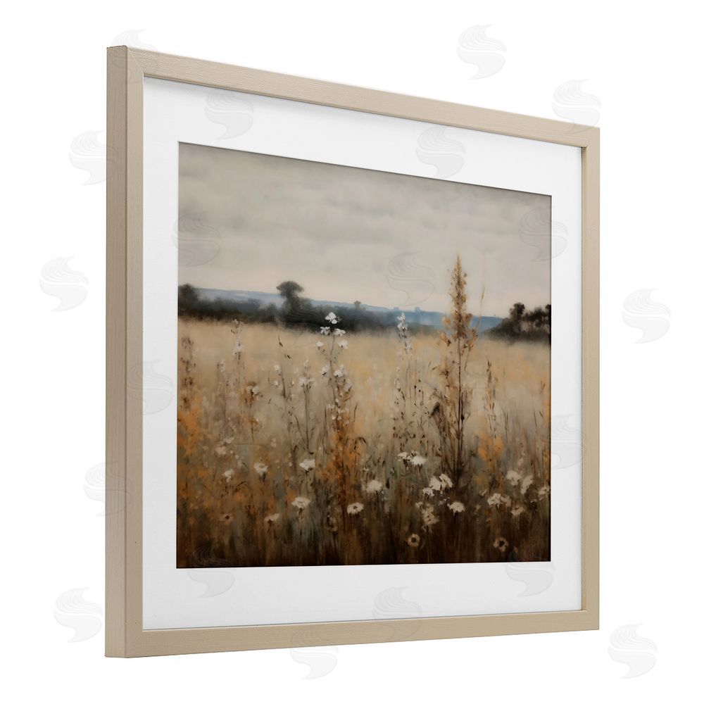 Creative Studio Country Wildflowers in Misty Meadow Brown Framed Print Under Glass Wall Art