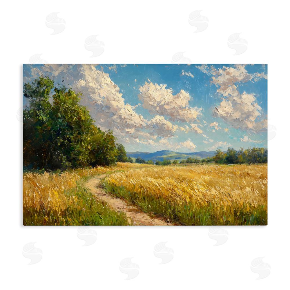 Creative Studio Winding Path Through Wheat Field Stretched Canvas Wall Art Print