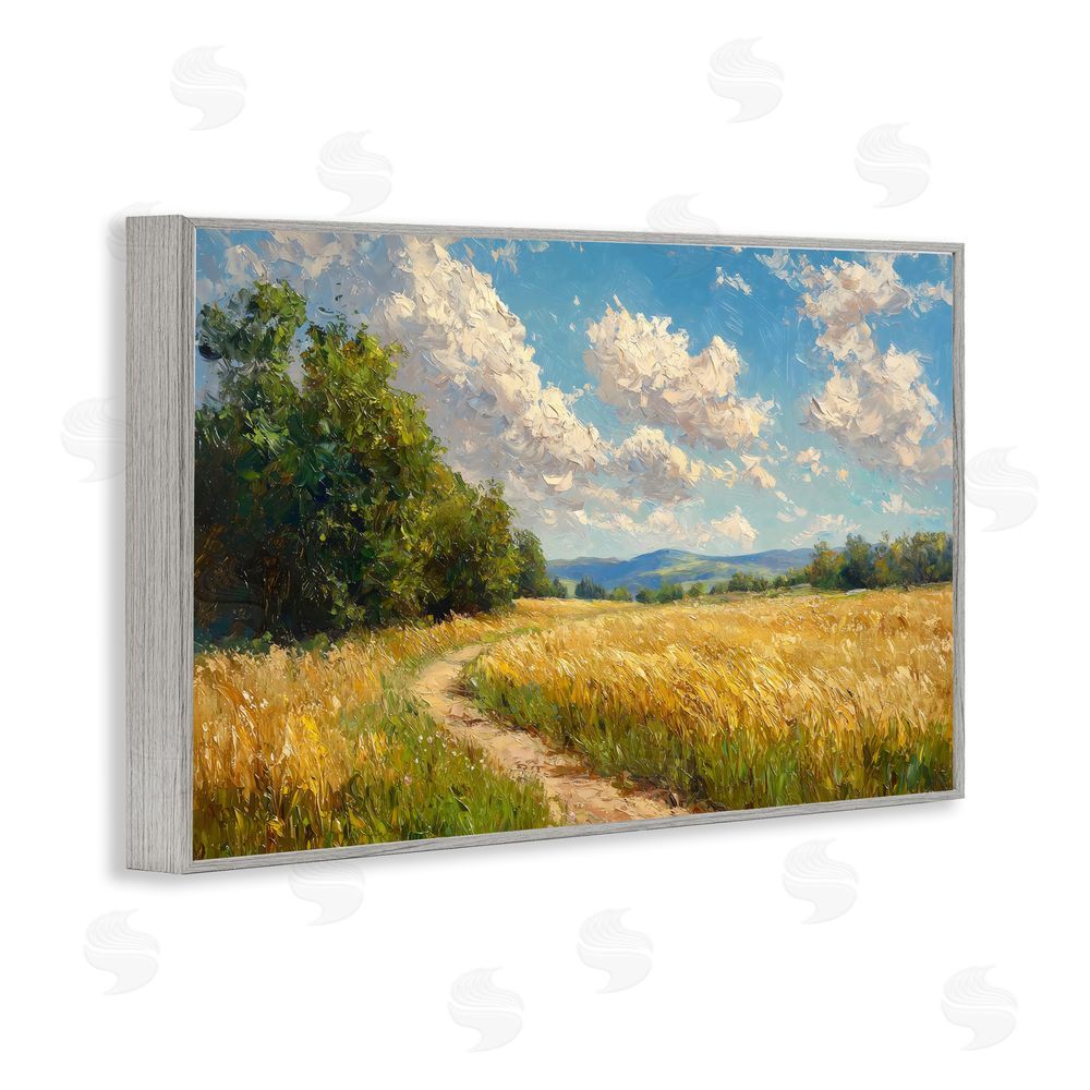 Creative Studio Winding Path Through Wheat Field Gray Framed Giclee Wall Art Print