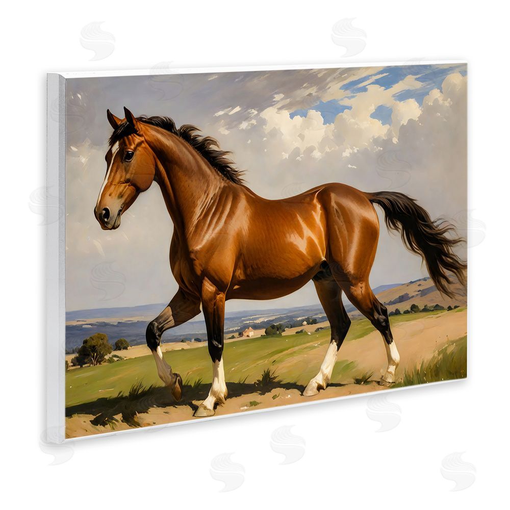 Creative Studio Trotting Horse in Field Wall Plaque Printed Art