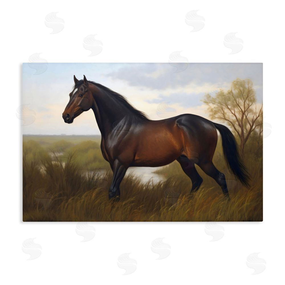 Creative Studio Stallion in Marshland Stretched Canvas Wall Art Print