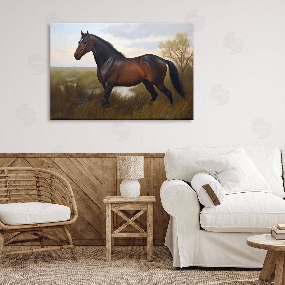 Creative Studio Stallion in Marshland Stretched Canvas on Wall