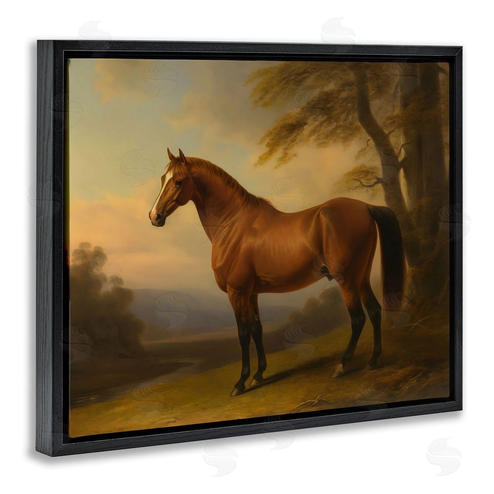 Creative Studio Vintage Chestnut Horse Black Floating Framed Canvas Wall Art Print