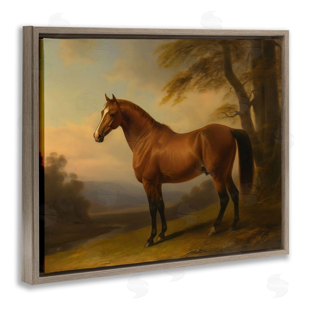 Creative Studio Vintage Chestnut Horse Brown Floating Framed Canvas Wall Art Print