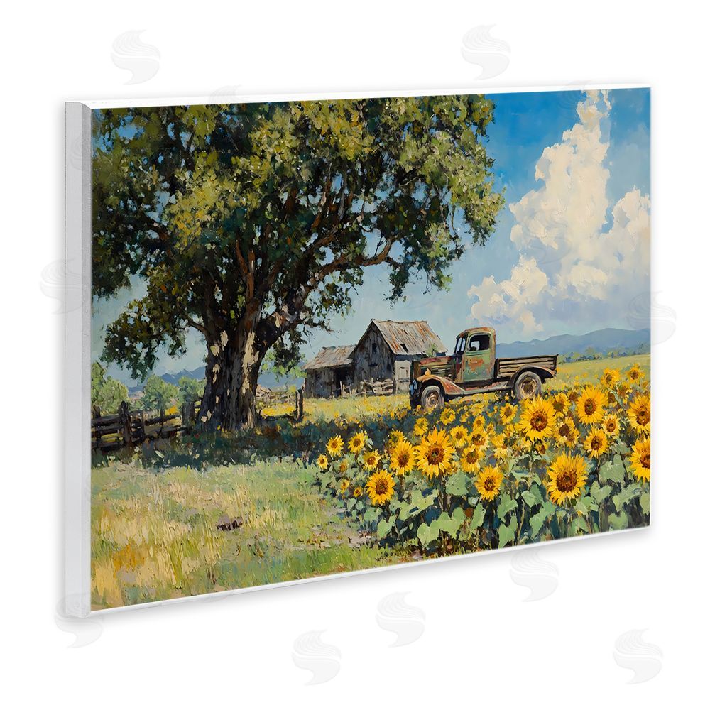 Franklyn Gregory Sunflower Pickup by Old Barn Wall Plaque Printed Art