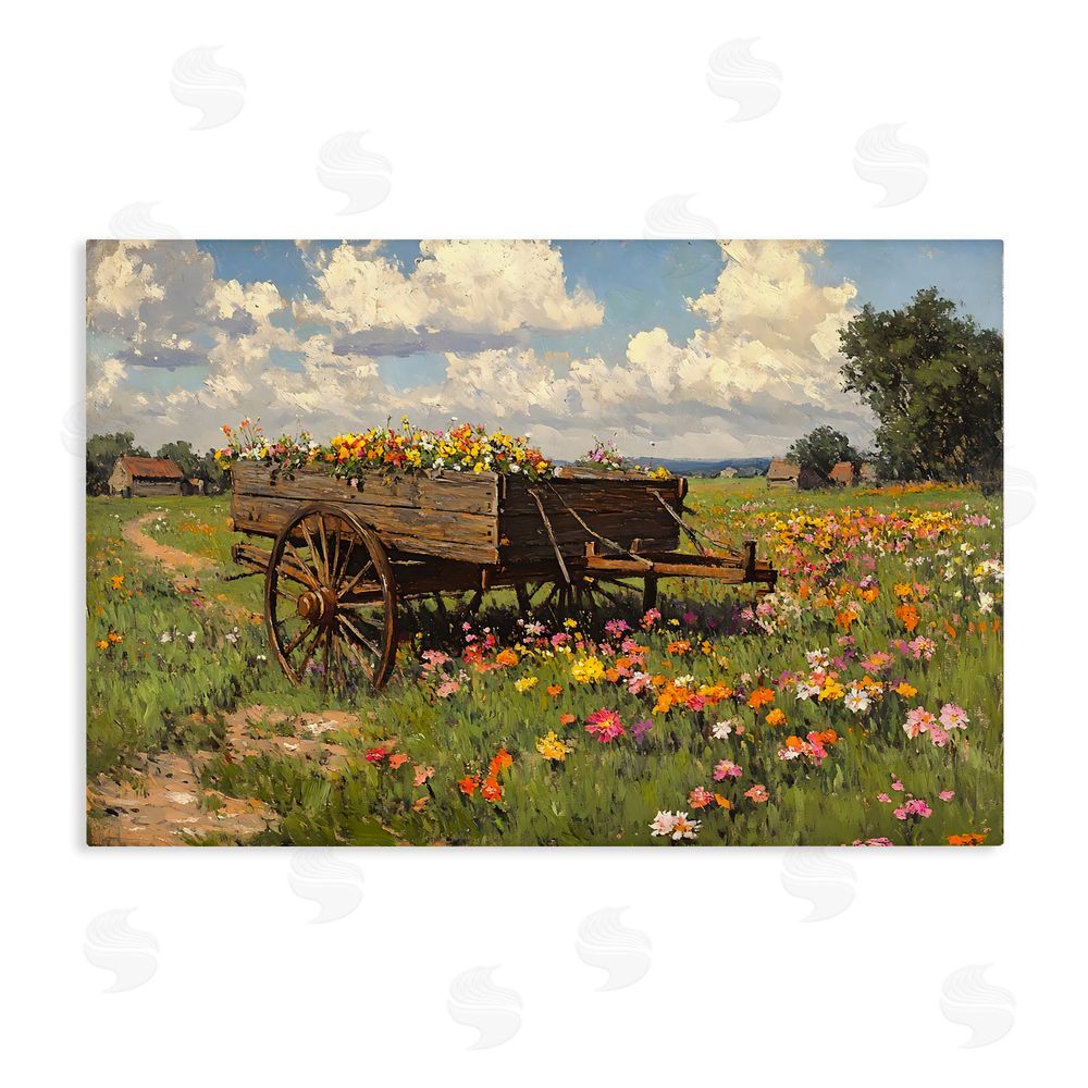 Franklyn Gregory Wildflower Wagon in Bloom Stretched Canvas Wall Art Print