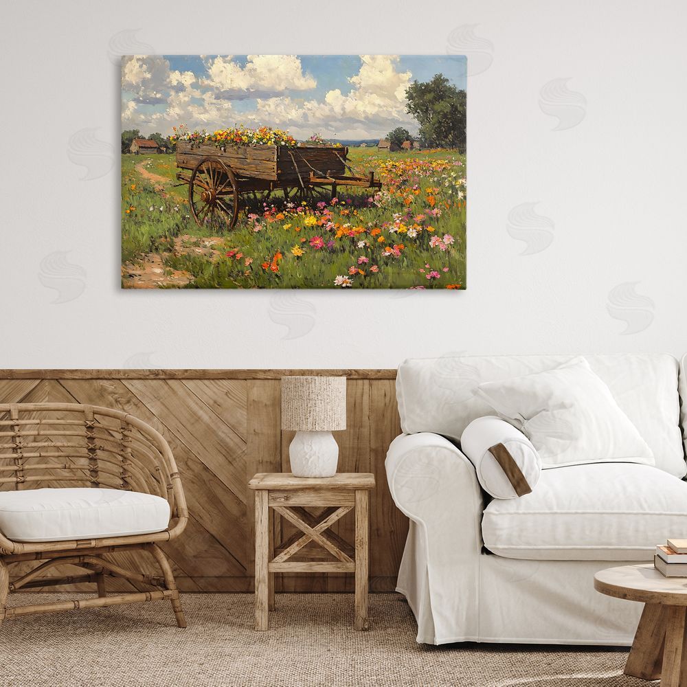 Franklyn Gregory Wildflower Wagon in Bloom Stretched Canvas on Wall