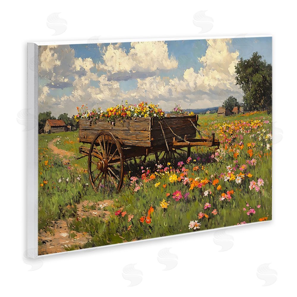 Franklyn Gregory Wildflower Wagon in Bloom Wall Plaque Printed Art
