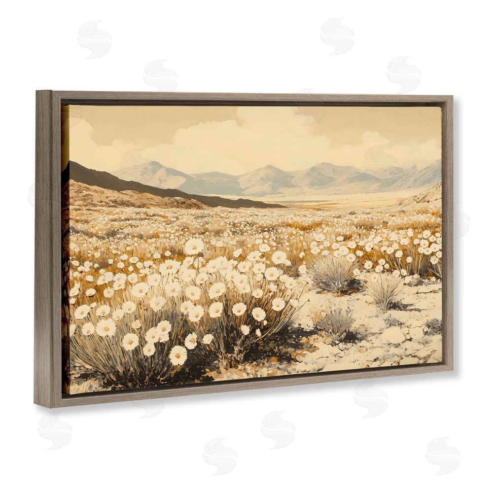 Franklyn Gregory Desert Wildflowers in Golden Valley Brown Floating Frame Canvas Wall Art Print