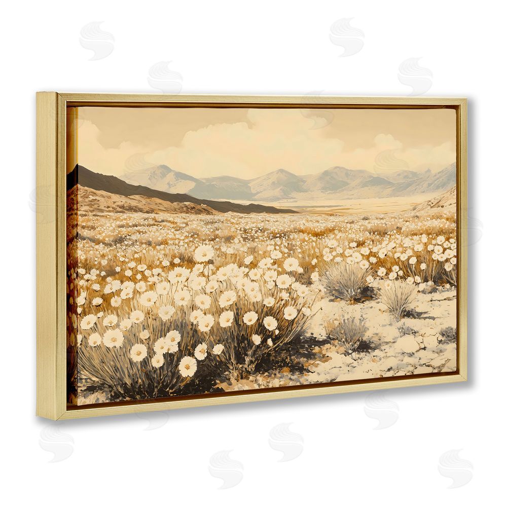 Franklyn Gregory Desert Wildflowers in Golden Valley Gold Floating Frame Canvas Wall Art Print