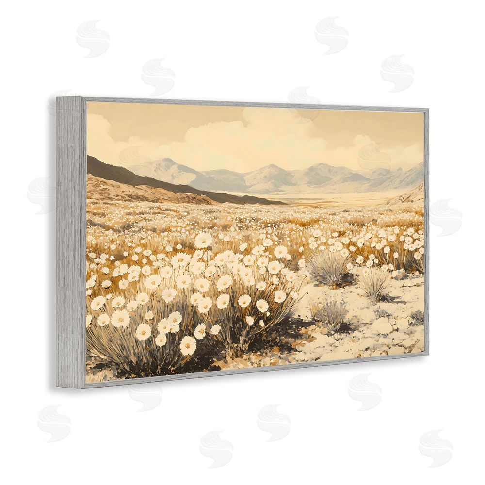Franklyn Gregory Desert Wildflowers in Golden Valley Gray Framed Giclee Wall Art Print