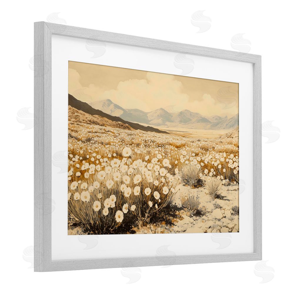 Franklyn Gregory Desert Wildflowers in Golden Valley Gray Framed Print Under Glass Wall Art