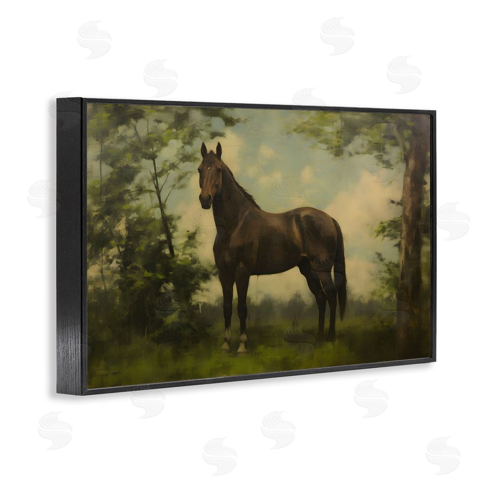 Petal Prints Design Forest Horse Portrait Black Framed Giclee Wall Art