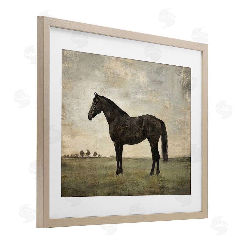 Petal Prints Design Distressed Horse Portrait Brown Framed Print Under Glass Wall Art