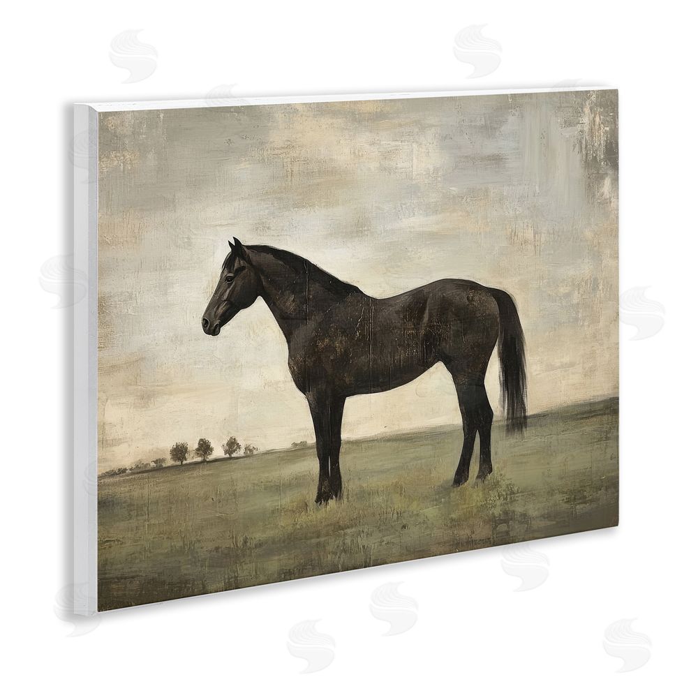 Petal Prints Design Distressed Horse Portrait Wall Plaque with Fixed Lithograph Print