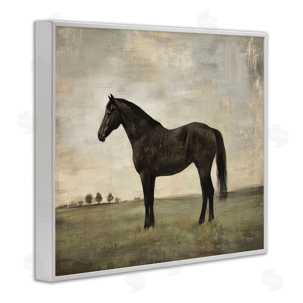 Petal Prints Design Distressed Horse Portrait White Framed Giclee Wall Art Print