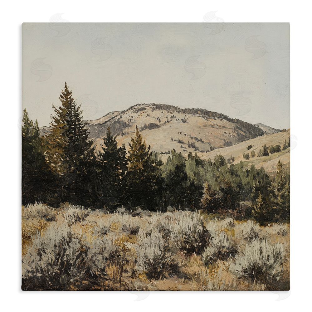 Petal Prints Design Cedar Mountain View Stretched Canvas Wall Art Print