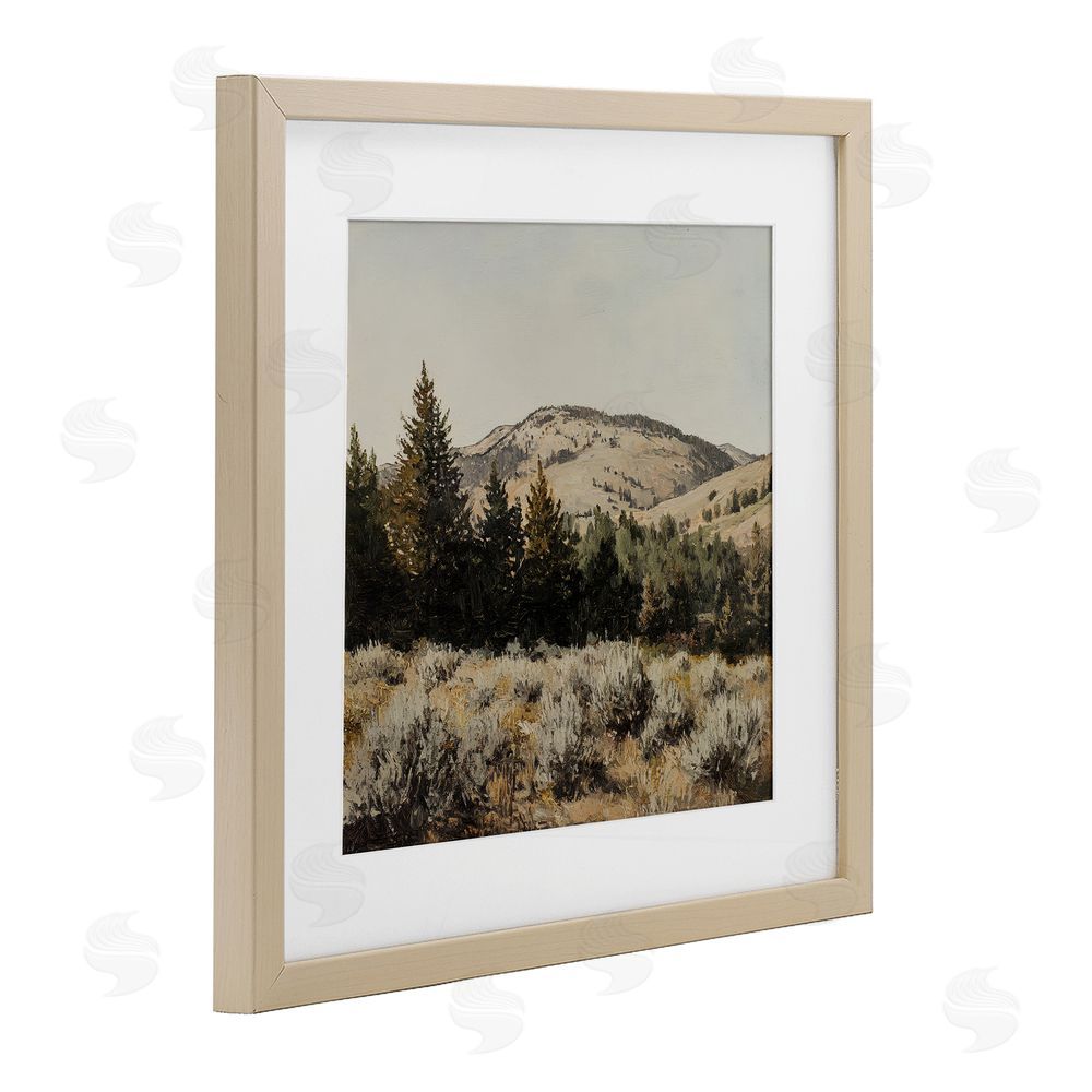 Petal Prints Design Cedar Mountain View Brown Framed Print Under Glass with Matting Wall Art
