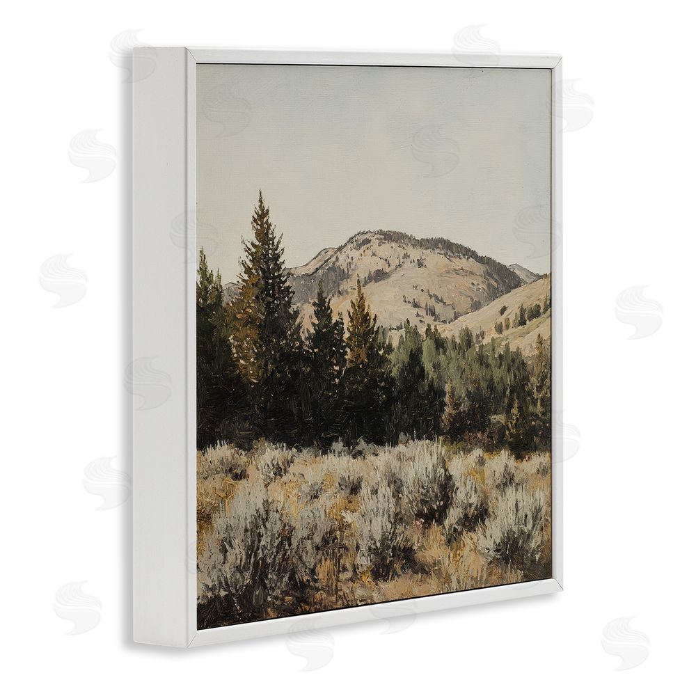 Petal Prints Design Cedar Mountain View White Framed Giclee Wall Art Print