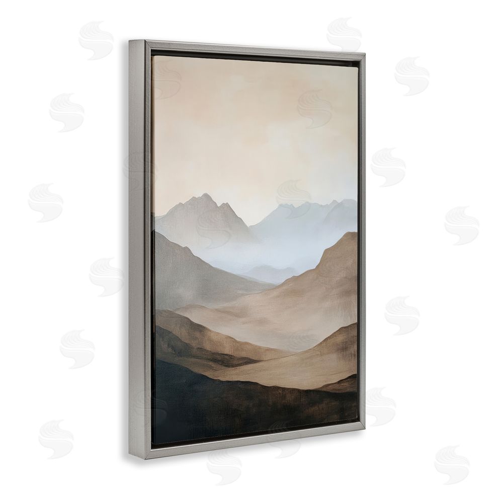 Petal Prints Design Foggy Mountains Over Valley Gray Floating Framed Canvas Wall Art