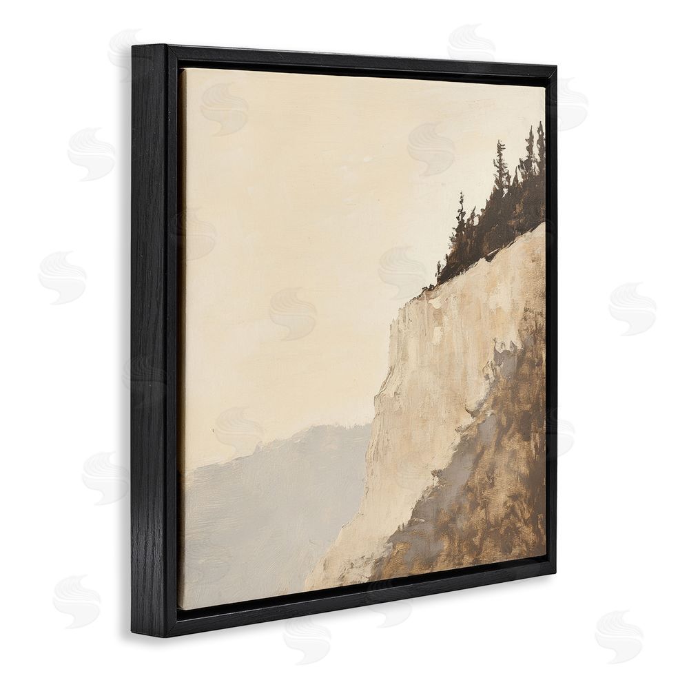 Petal Prints Design Serene Cliffside Vista Black Floating Framed Canvas Wall Art Print