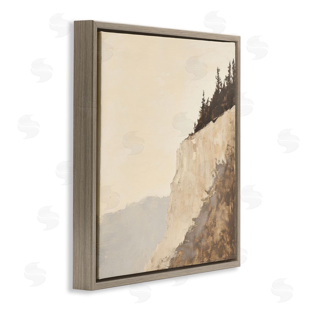 Petal Prints Design Serene Cliffside Vista Brown Floating Framed Canvas Wall Art Print