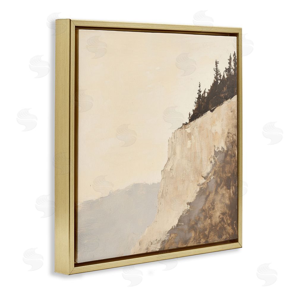 Petal Prints Design Serene Cliffside Vista Gold Floating Framed Canvas Wall Art Print