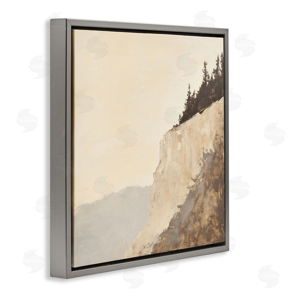 Petal Prints Design Serene Cliffside Vista Gray Floating Framed Canvas Wall Art Print