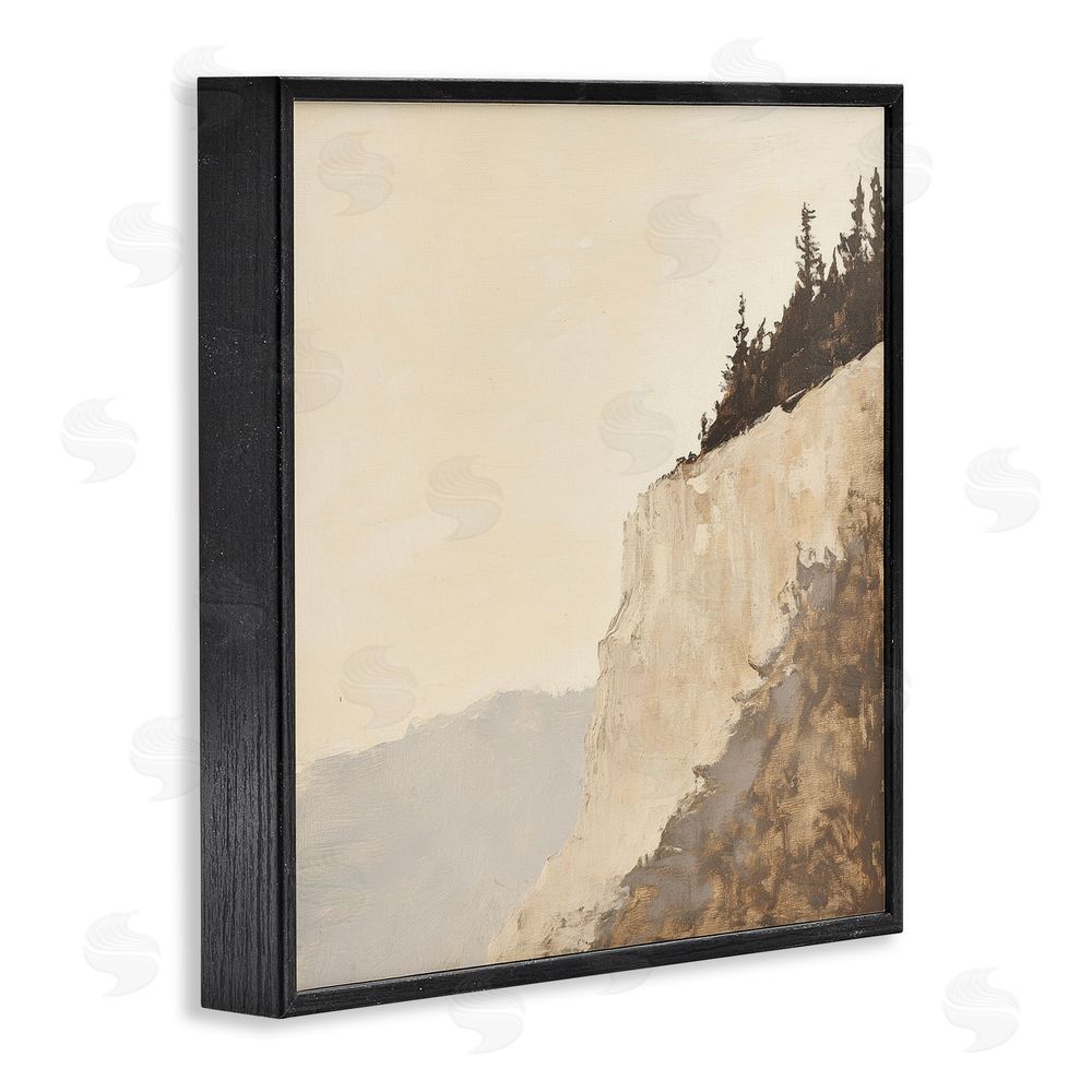 Petal Prints Design Serene Cliffside Vista Black Framed Giclee Wall Art Print