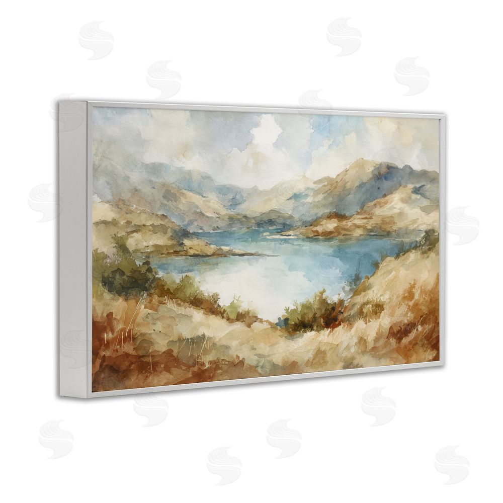 Petal Prints Design Secret Mountain Lake Panorama White Framed Giclee Wall Art Print