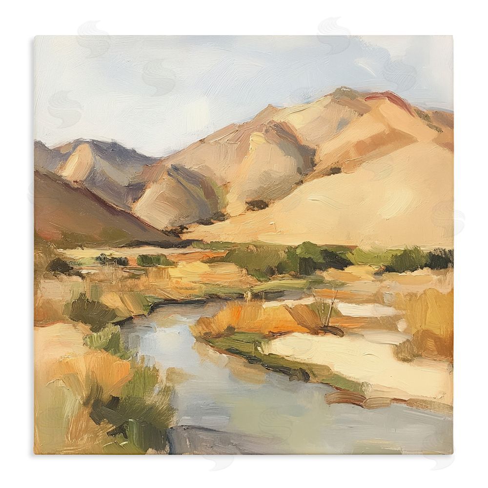 Petal Prints Design Wispy Desert River Stretched Canvas Wall Art Print