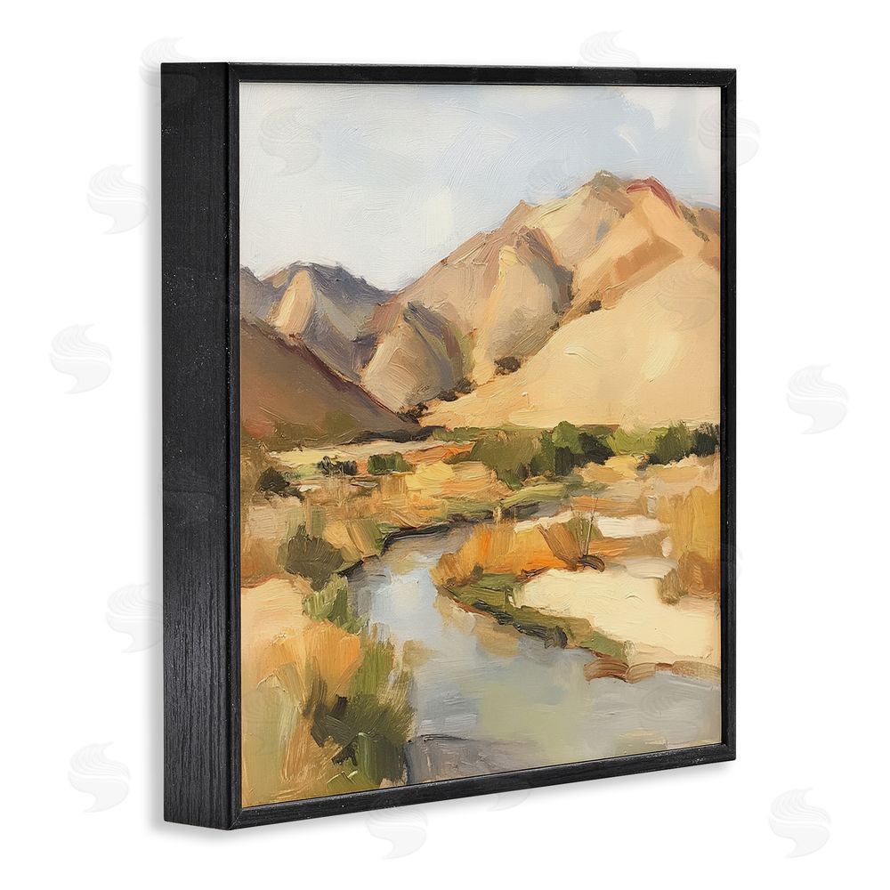 Petal Prints Design Wispy Desert River Black Framed Giclee Wall Art Print