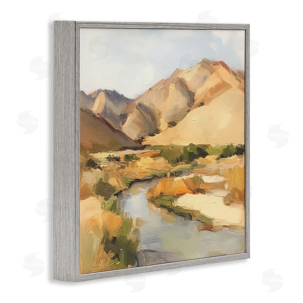 Petal Prints Design Wispy Desert River Gray Framed Giclee Wall Art Print
