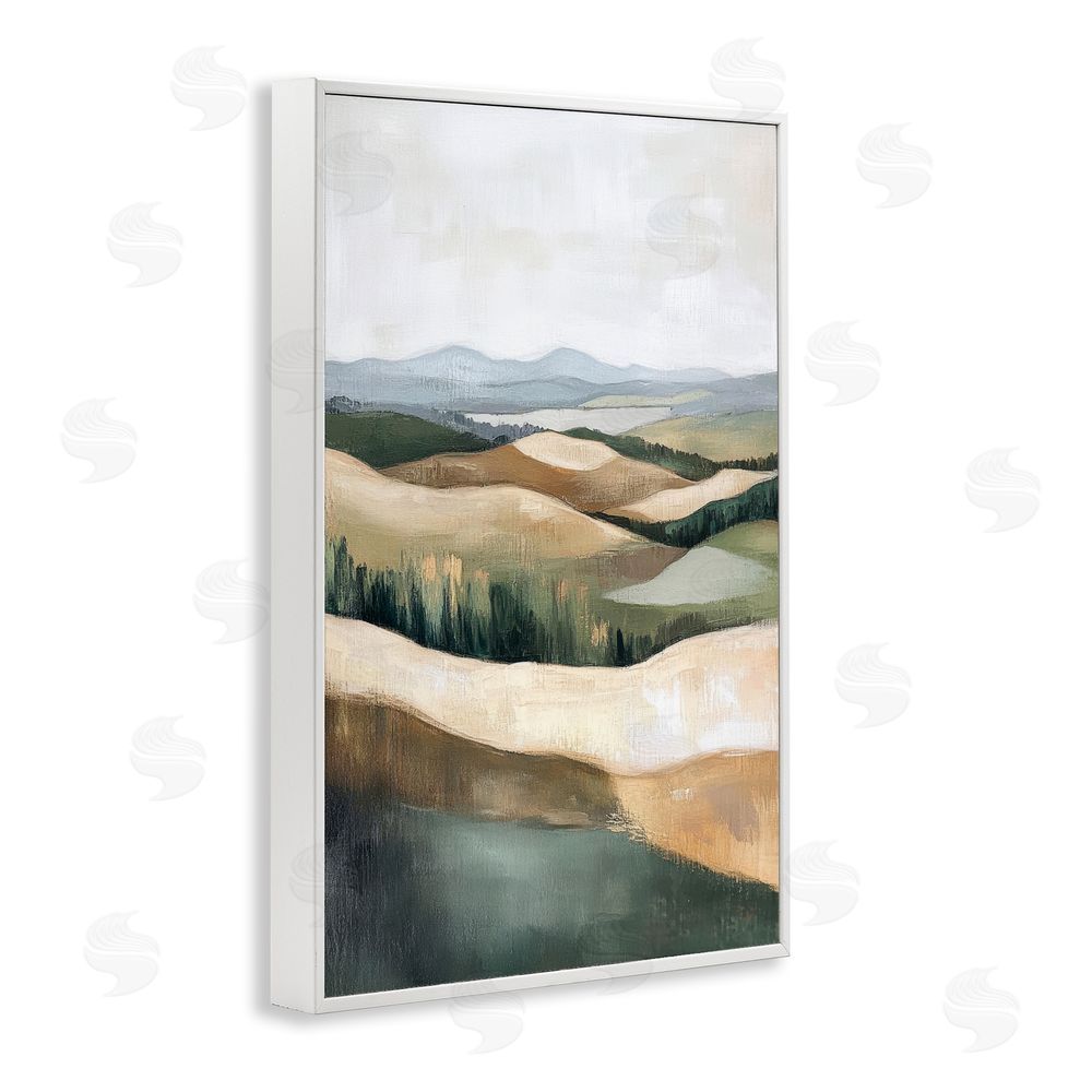 Petal Prints Design Tranquil Rolling Hills & Fields White Framed Giclee Wall Art Print