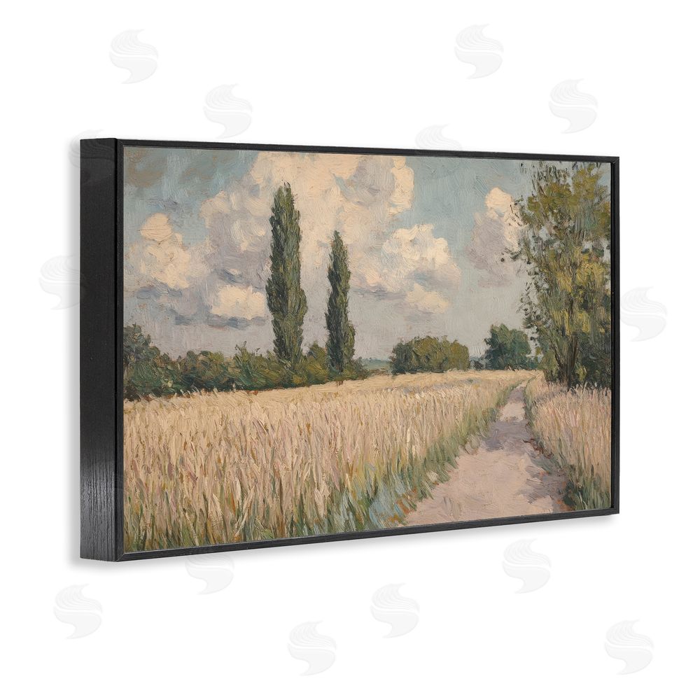 Petal Prints Design Summer Path Between Poplars Black Framed Giclee Wall Art Print