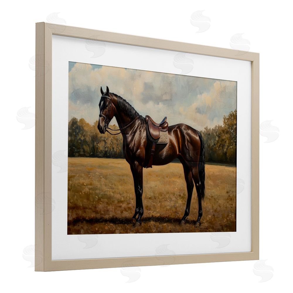 Petal Prints Design Dark Brown Pony Portrait Brown Framed Print Under Glass Wall Art