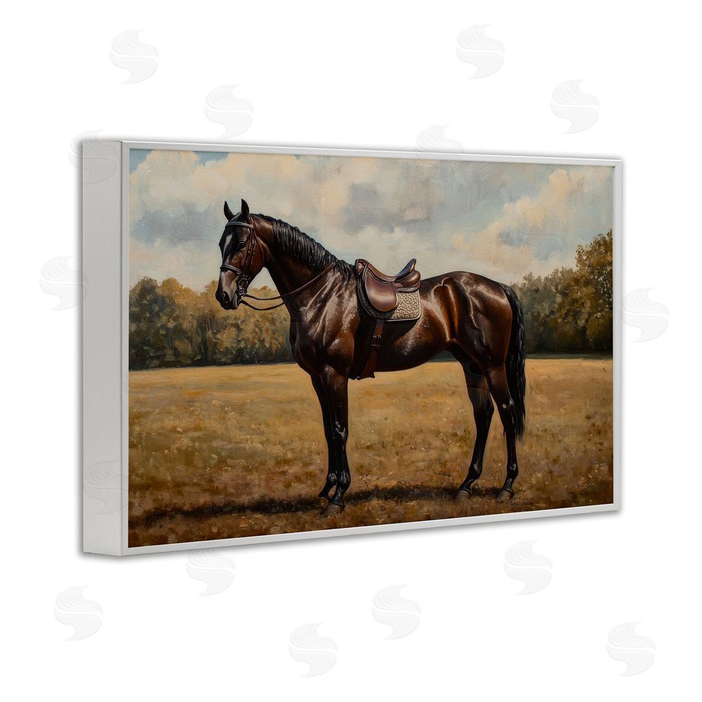 Petal Prints Design Dark Brown Pony Portrait White Framed Giclee Wall Art Print