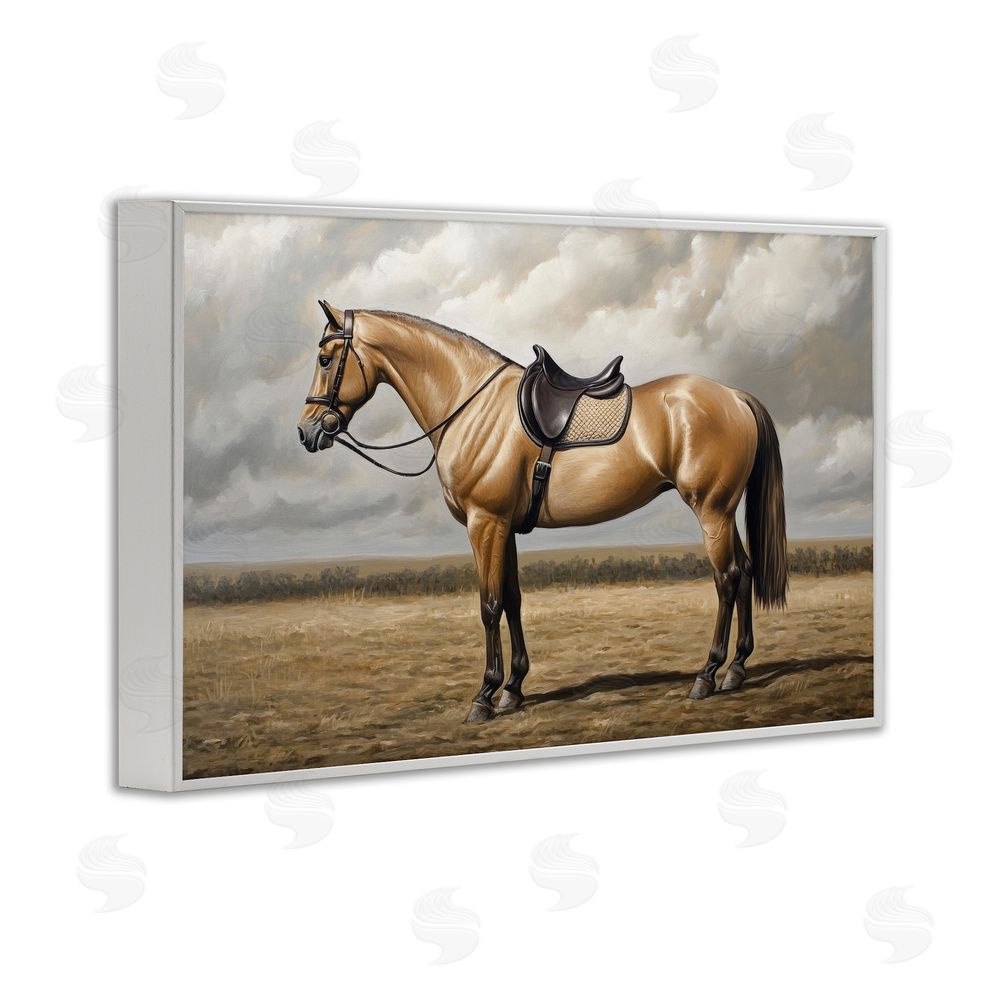 Petal Prints Design Shiny Mare Saddled Up White Framed Giclee Wall Art Print