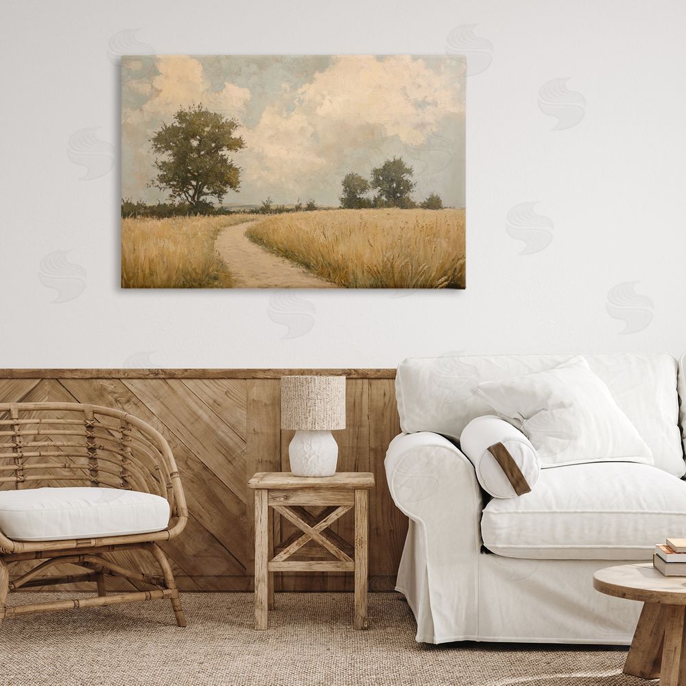Petal Prints Design Soft Field of Wheat Stretched Canvas on Wall