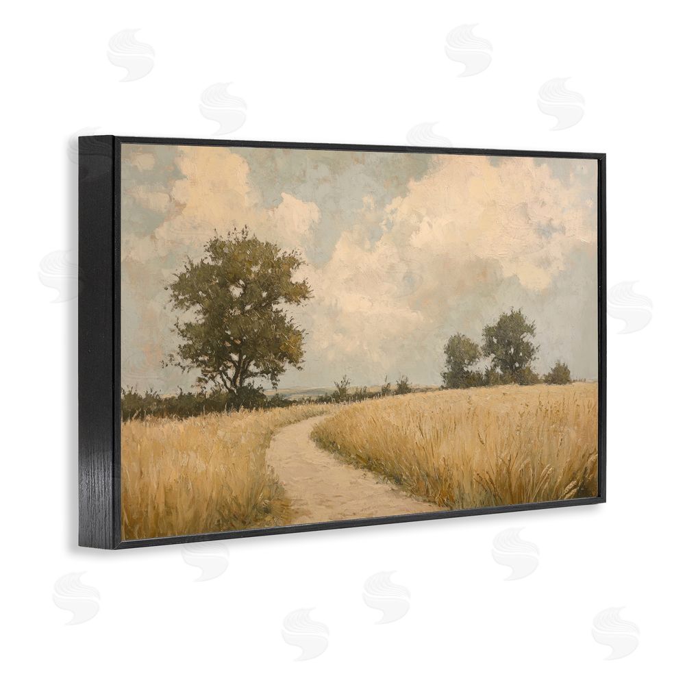 Petal Prints Design Soft Field of Wheat Black Framed Giclee Wall Art Print