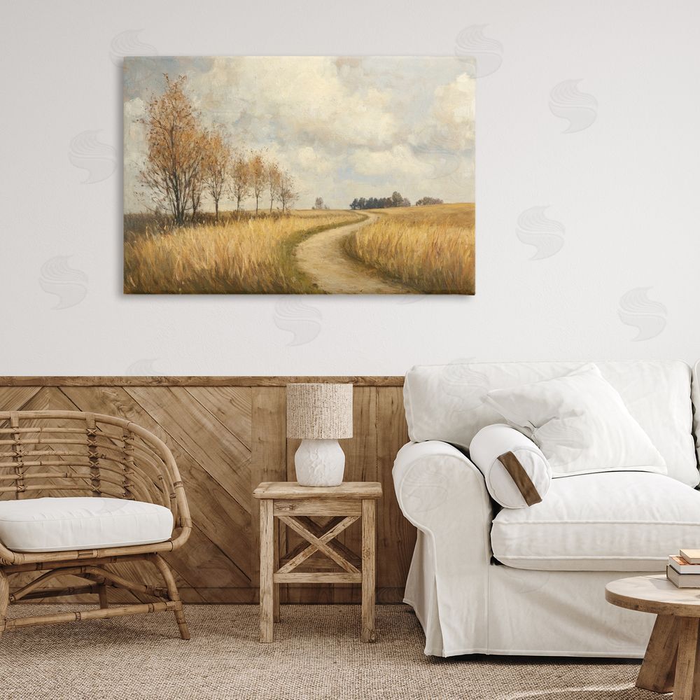 Petal Prints Design Wheat Road Path Canvas Art on Wall