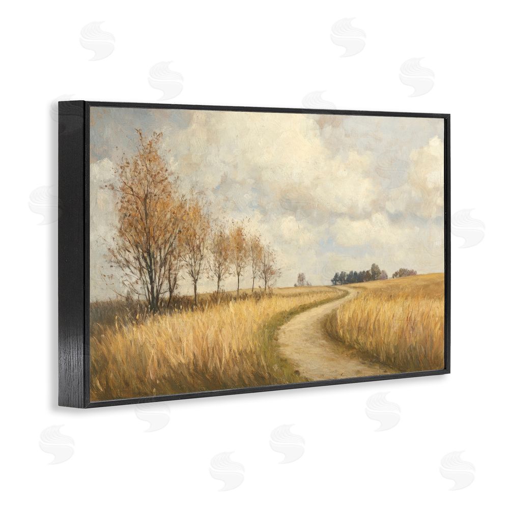 Petal Prints Design Wheat Road Path Black Framed Giclee Wall Art Print