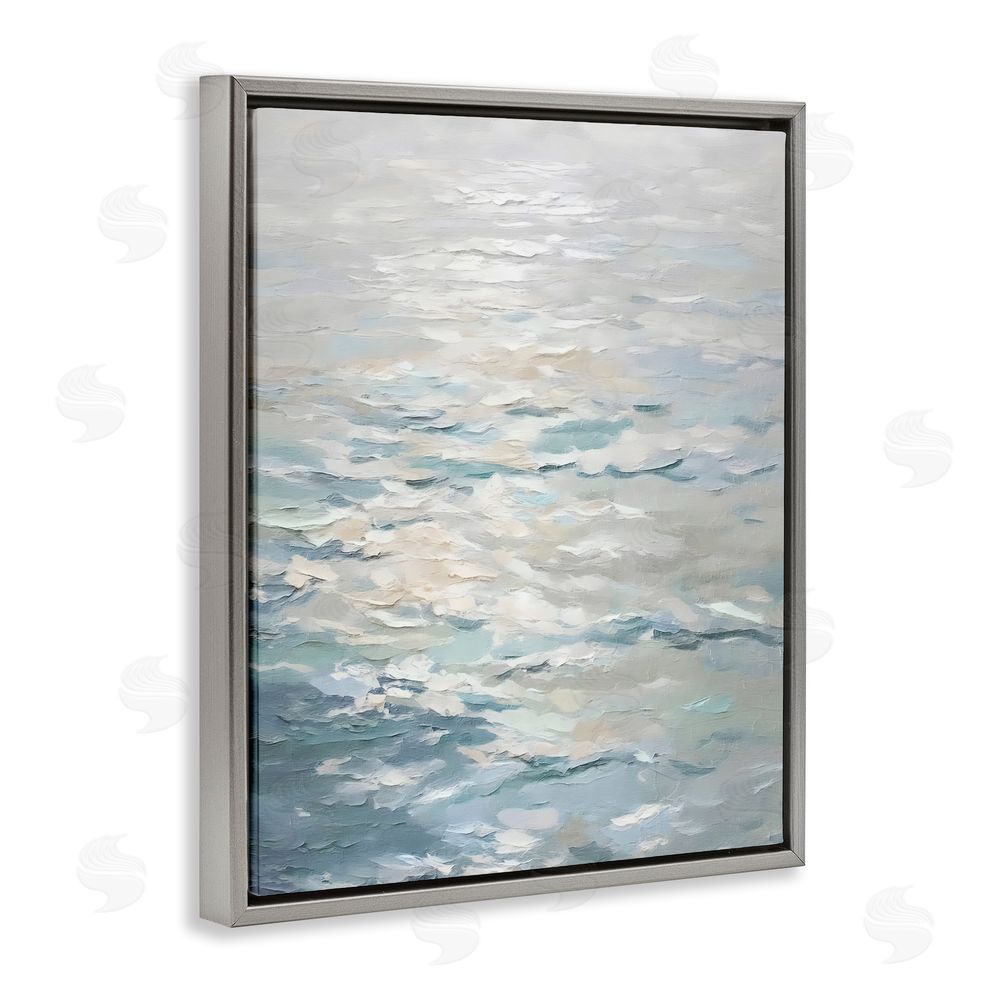 Riley B Shallow Reflections Calm Sea Gray Floating Framed Canvas Wall Art Print