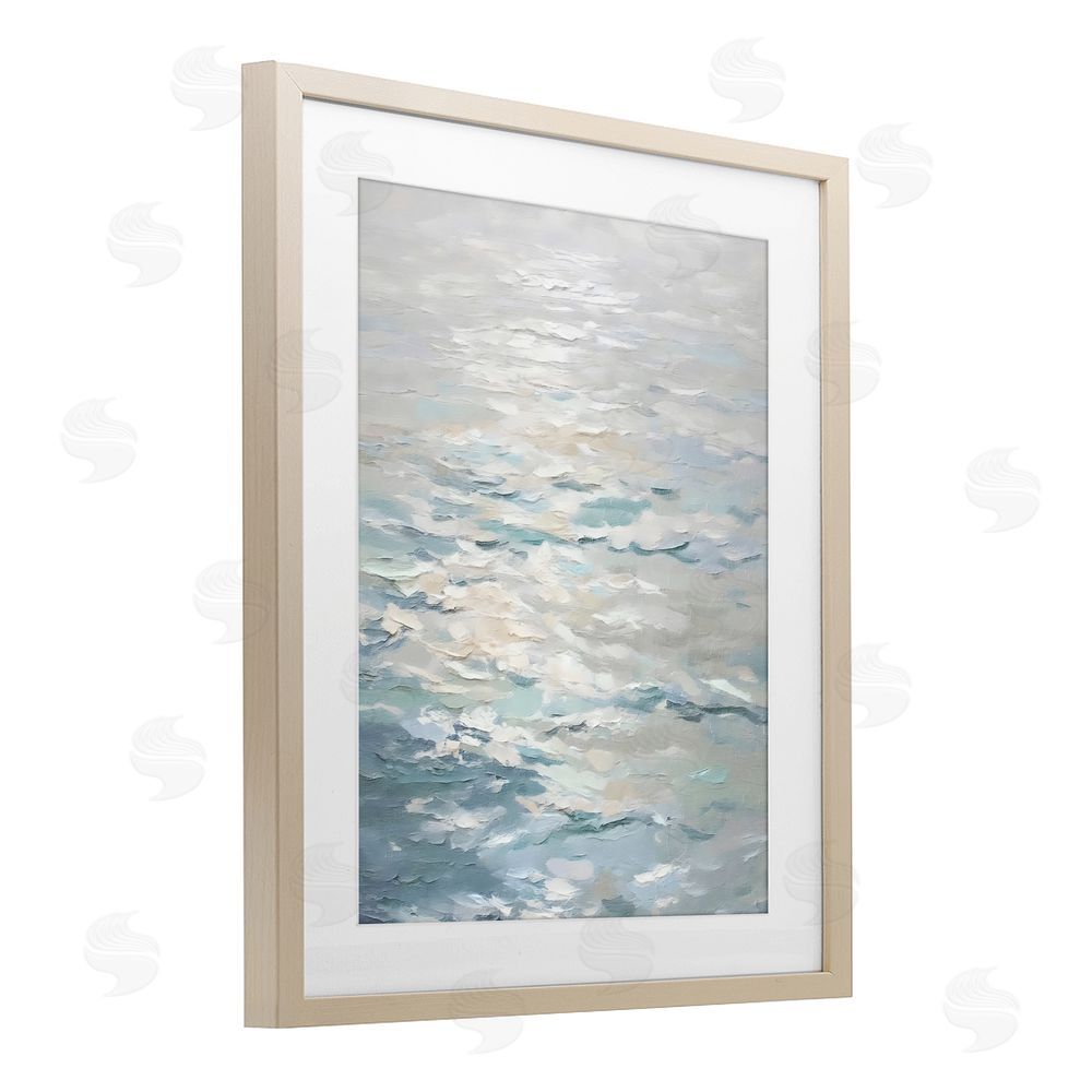 Riley B Shallow Reflections Calm Sea Brown Framed Print Under Glass with White Mat Wall Art