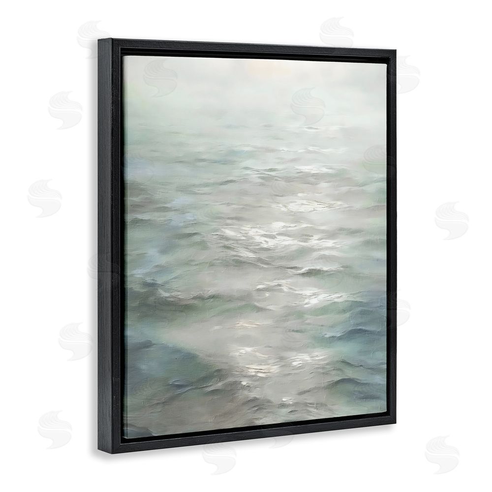 Riley B Shallow Reflections on Sea Black Floating Framed Canvas Wall Art Print