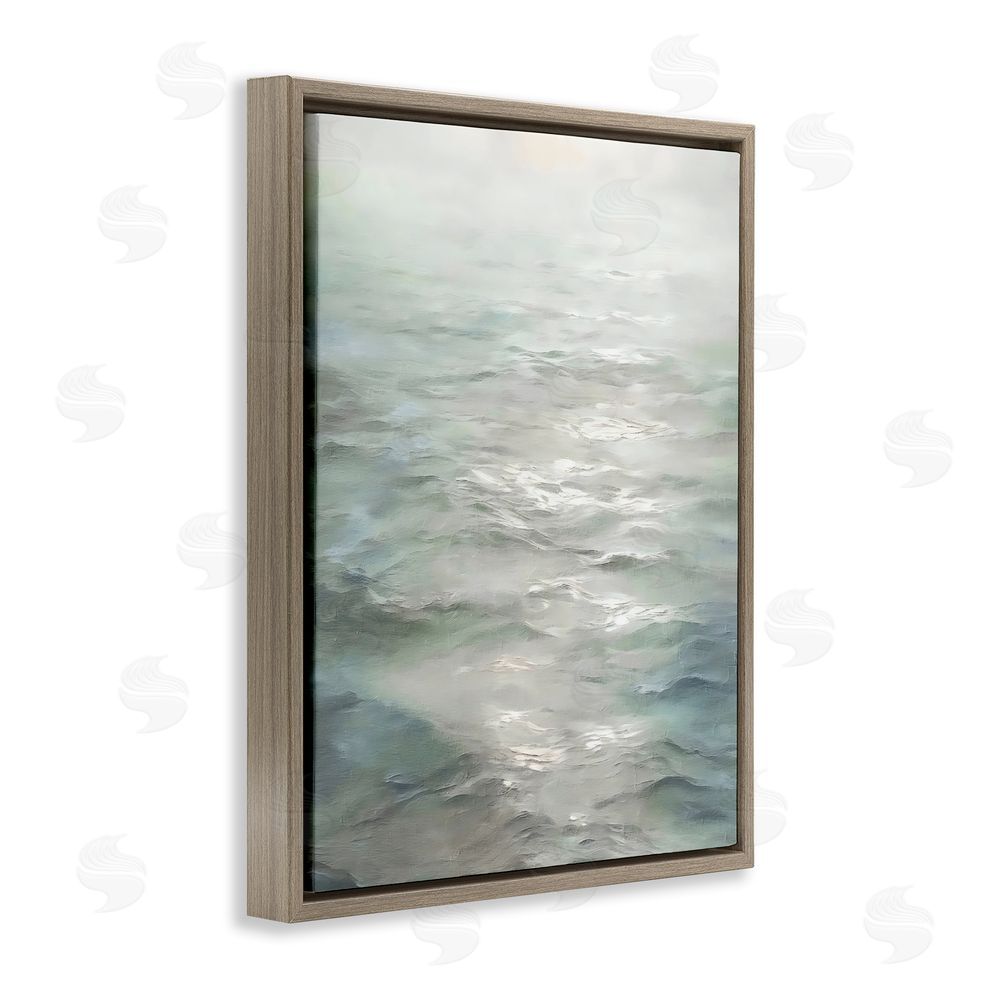 Riley B Shallow Reflections on Sea Brown Floating Framed Canvas Wall Art Print