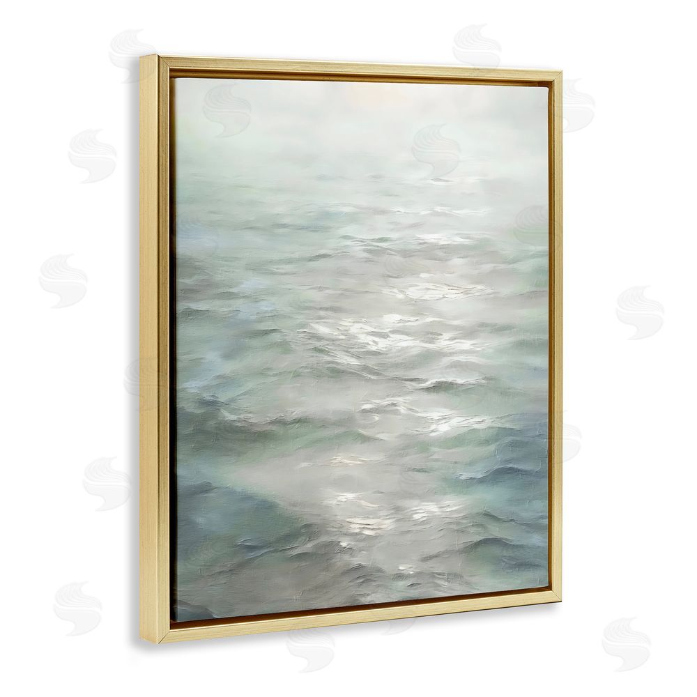 Riley B Shallow Reflections on Sea Gold Floating Framed Canvas Wall Art Print