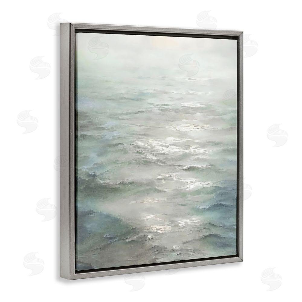 Riley B Shallow Reflections on Sea Gray Floating Framed Canvas Wall Art Print