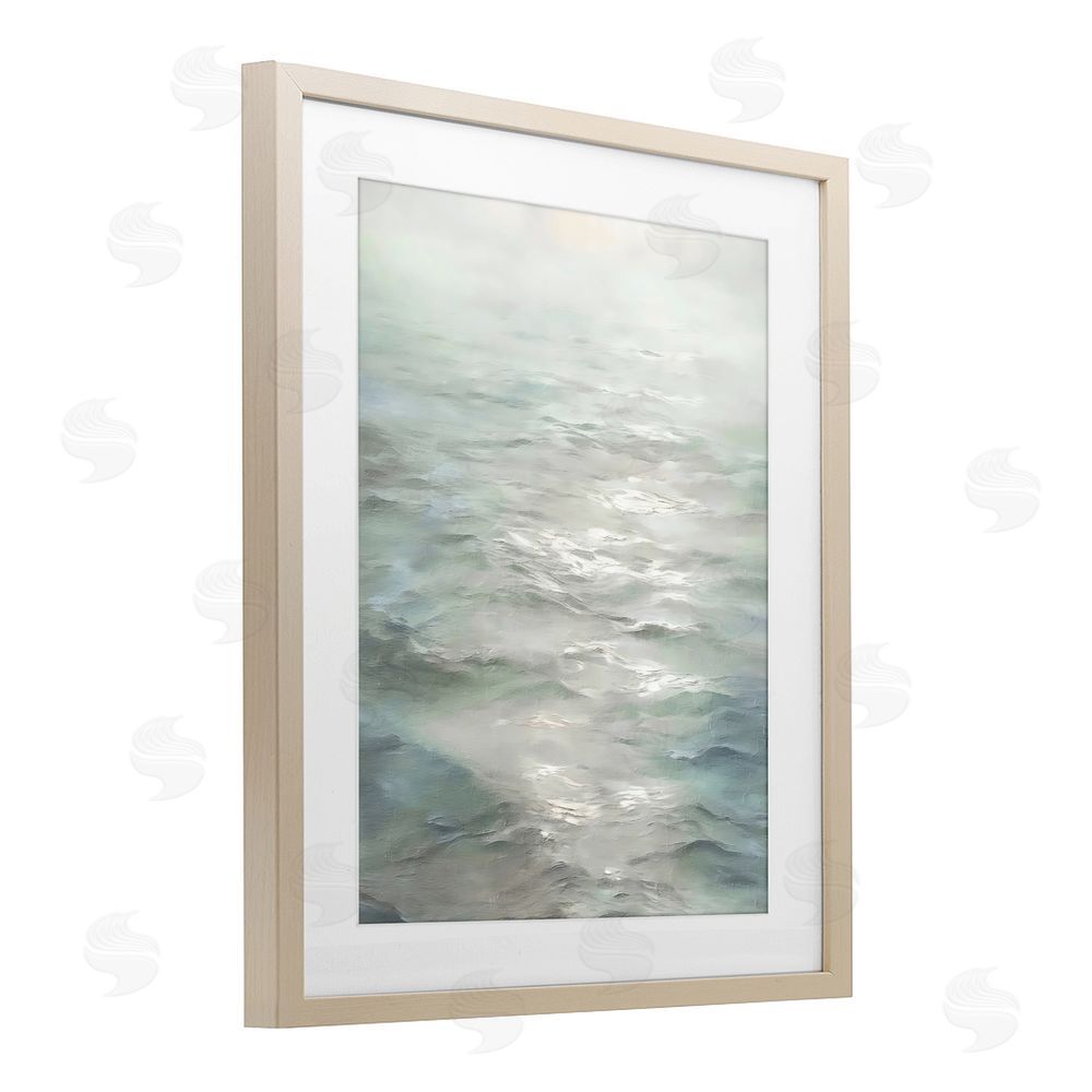 Riley B Shallow Reflections on Sea Brown Framed Print Under Glass with White Mat Wall Art