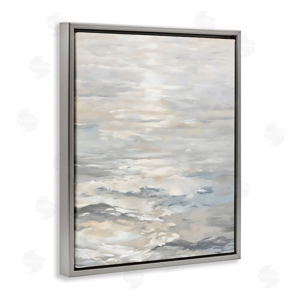 Riley B Shallow Reflections Morning Light Gray Floating Framed Canvas Wall Art Print